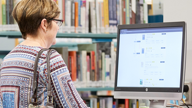 Woman looking at compute screen